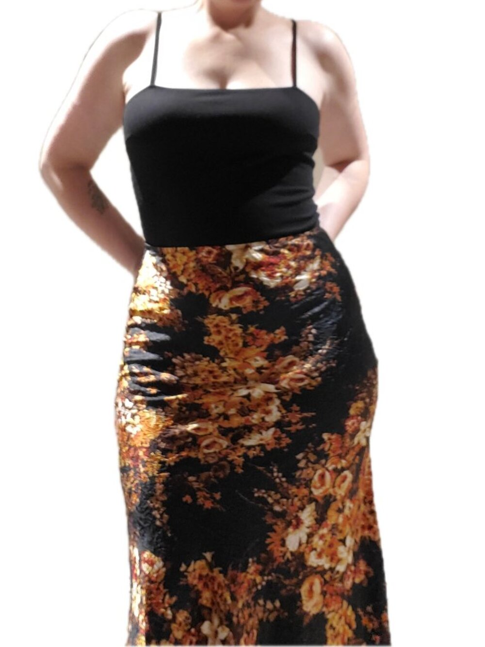 Mimi Chica Black Floral Maxi Skirt – Size Small